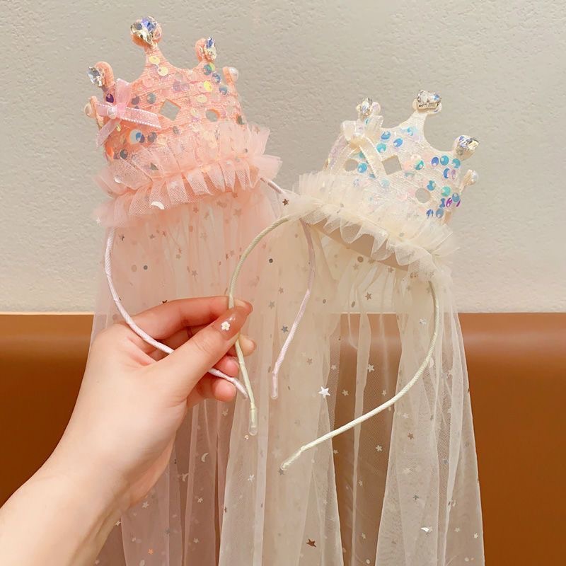 Glitter Tablecloth - Prinsessenkroon Sluier Hoofdbanden Glinsterende Tule Haaraccessoires