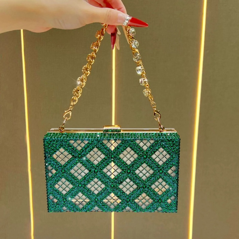 Event Party Box - Elegante smaragdgroene strass-harde clutch voor dames,