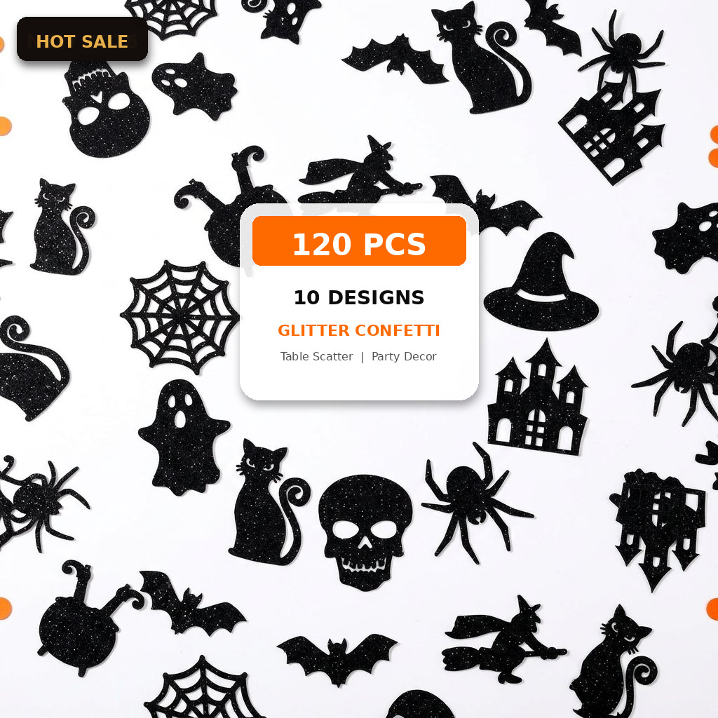 Papercraft Supply Confetti - Halloween Confetti 120 Stuks Glitter Zwart